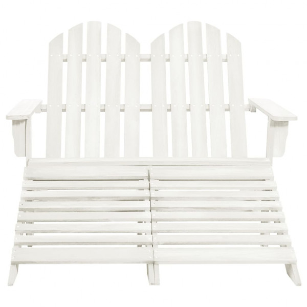 Cadeira de jardim & otomano Adirondack 2 lugares abeto branco M 2