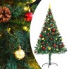 Árbol de Navidad artificial con luces y bolas verde 150 cm 1