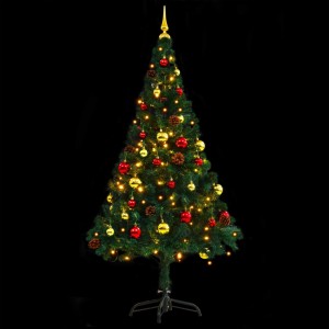 Árvore de Natal artificial pré-iluminada + enfeites 150cm verde H