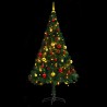 Árbol de Navidad artificial con luces y bolas verde 150 cm 2