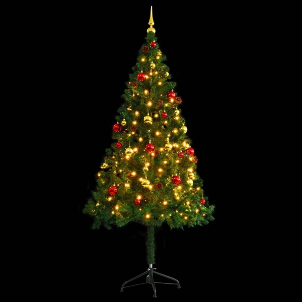 Árvore de Natal artificial pré-iluminada + enfeites 180cm verde M 2