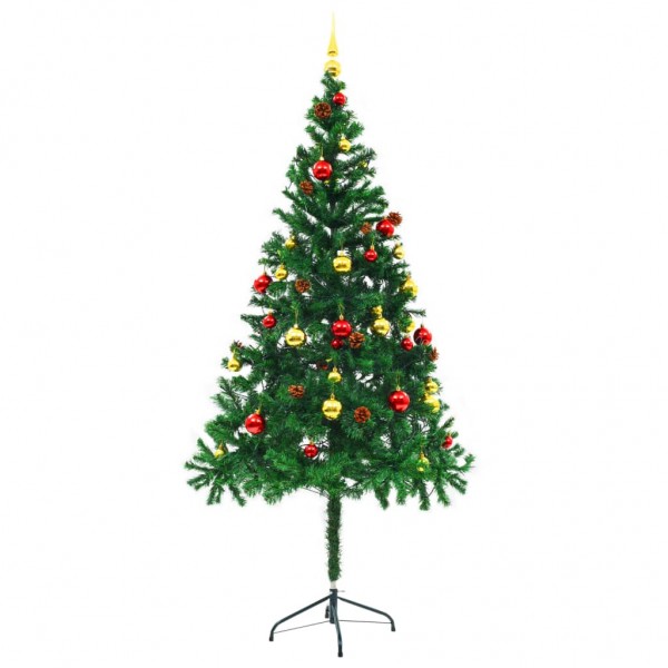 Árbol de Navidad preiluminado con luces y bolas verde 180 cm M 5
