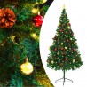 Árbol de Navidad preiluminado con luces y bolas verde 210 cm 1