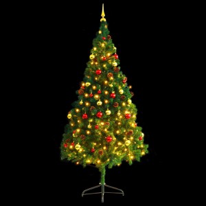 Árvore de Natal artificial pré-iluminada + enfeites 210cm verde H