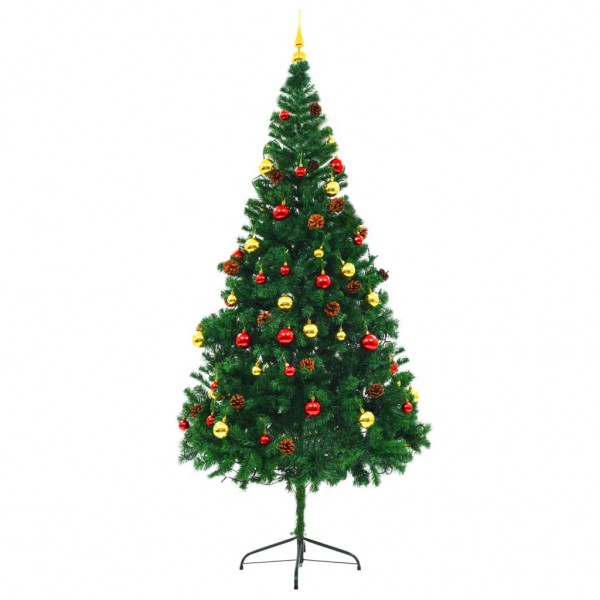 Árvore de Natal artificial pré-iluminada + enfeites 210cm verde M 5