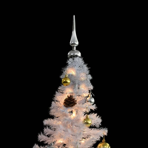 Árbol de Navidad preiluminado con luces y bolas blanco 210 cm M 3