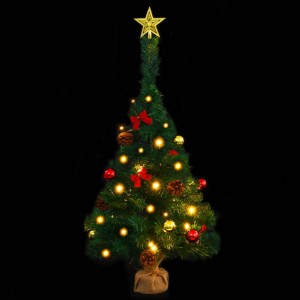 Árvore de Natal artificial pré-iluminada + enfeites 64 cm verde H