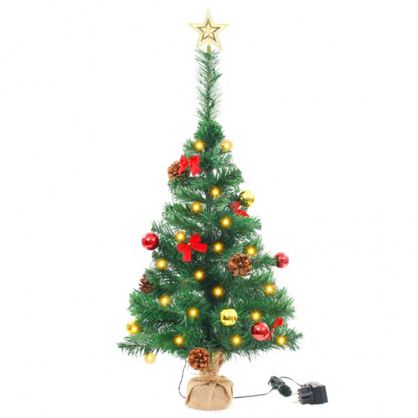 Árvore de Natal artificial pré-iluminada + enfeites 64 cm verde M 4