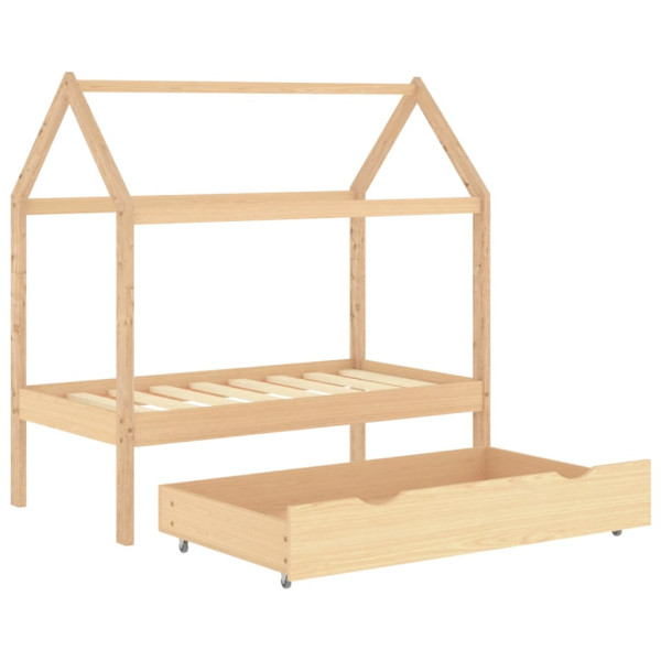 Estructura de cama infantil con cajón madera de pino 70x140 cm M 5