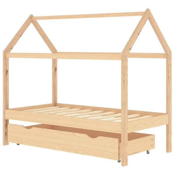 Estructura de cama infantil con cajón madera de pino 80x160 cm M 2