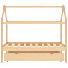 Estructura de cama infantil con cajón madera de pino 80x160 cm 3