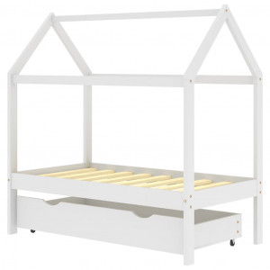 Cama para crianças c/ gaveta 70x140 cm pinho maciço branco H
