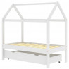 Cama para crianças c/ gaveta 70x140 cm pinho maciço branco 2