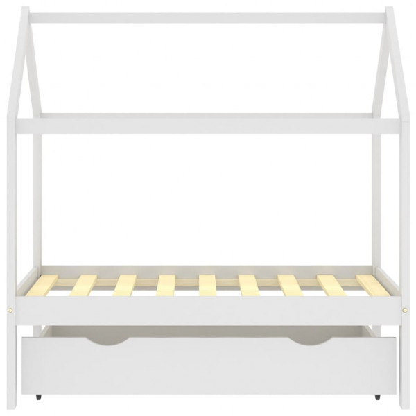 Cama para crianças c/ gaveta 70x140 cm pinho maciço branco M 3