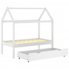Cama para crianças c/ gaveta 70x140 cm pinho maciço branco 5