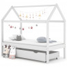 Estructura de cama infantil cajón madera pino blanco 80x160 cm 1