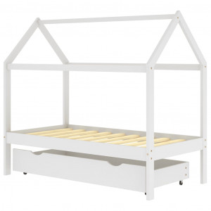 Cama para crianças c/ gaveta 80x160 cm pinho maciço branco H