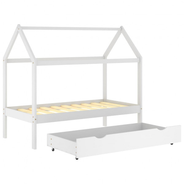 Estructura de cama infantil cajón madera pino blanco 80x160 cm M 5