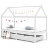 Cama para crianças c/ gavetas 90x200 cm pinho maciço branco 1
