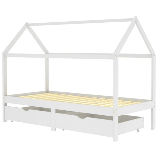 Cama para crianças c/ gavetas 90x200 cm pinho maciço branco M 2