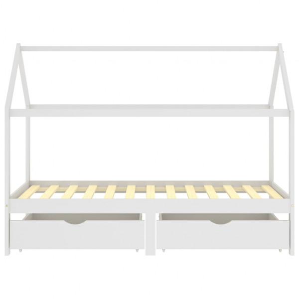 Cama para crianças c/ gavetas 90x200 cm pinho maciço branco M 3
