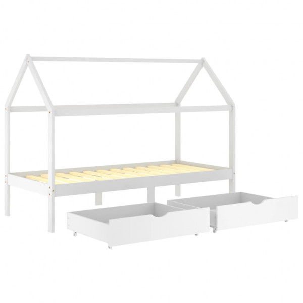 Estructura de cama infantil cajones madera pino blanco 90x200cm M 5