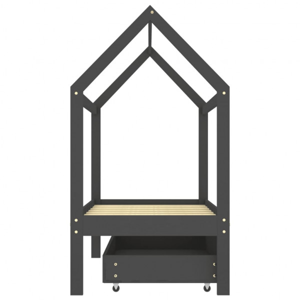 Estructura de cama infantil y cajón madera pino gris 70x140cm M 4