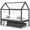 Estructura de cama infantil y cajón madera pino gris 80x160cm 1
