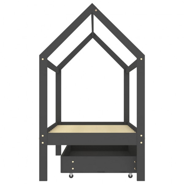 Estructura de cama infantil y cajón madera pino gris 80x160cm M 4