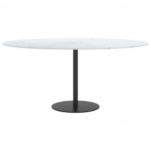 Tablero de mesa diseño mármol vidrio templado blanco Ø90x1 cm H