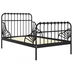Estrutura de cama extensível em metal preto 80x130/200 cm H