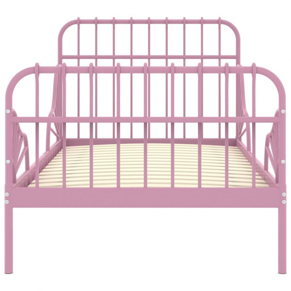 Estrutura de cama extensível em metal rosa 80x130/200 cm M 4