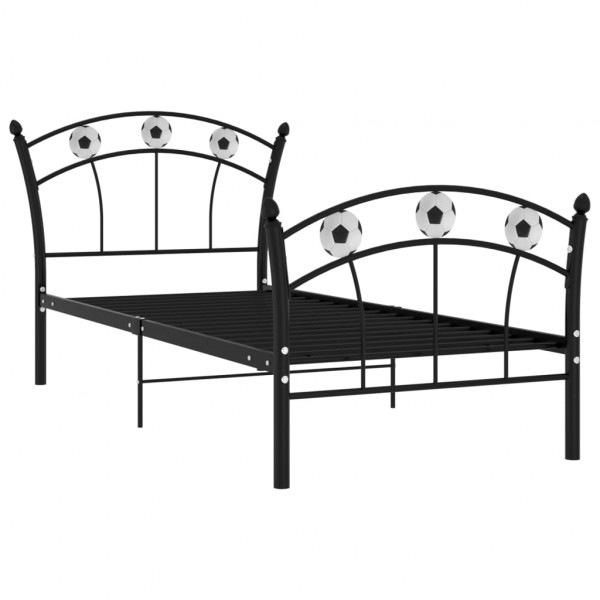 Estructura de cama con diseño de fútbol metal negro 90x200 cm M 2