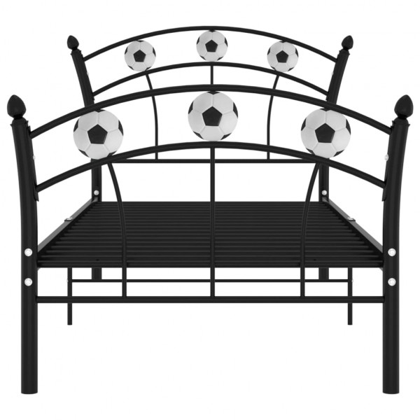 Estrutura de cama com design de futebol 90x200 cm metal preto M 3