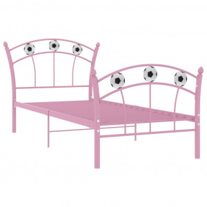 Estructura de cama con diseño de fútbol metal rosa 90x200 cm H