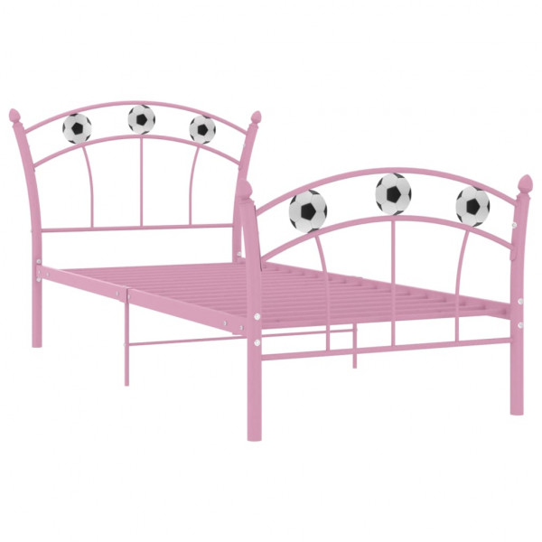 Estructura de cama con diseño de fútbol metal rosa 90x200 cm M 2