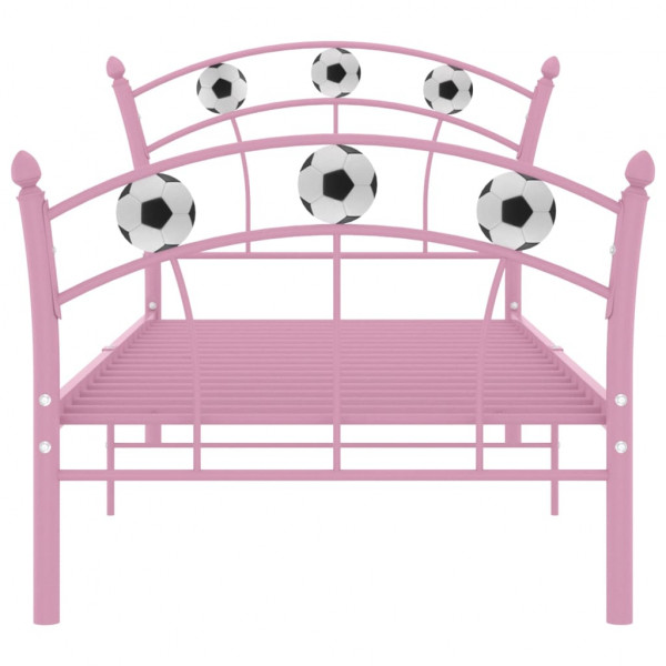 Estructura de cama con diseño de fútbol metal rosa 90x200 cm M 3