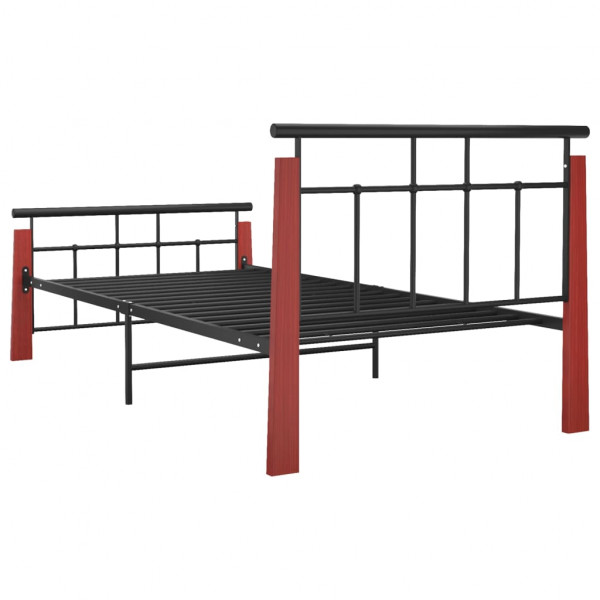 Estructura de cama metal y madera maciza de roble 90x200 cm M 5