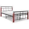 Estructura de cama metal y madera maciza de roble 130x200 cm 1