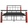 Estructura de cama metal y madera maciza de roble 130x200 cm 3