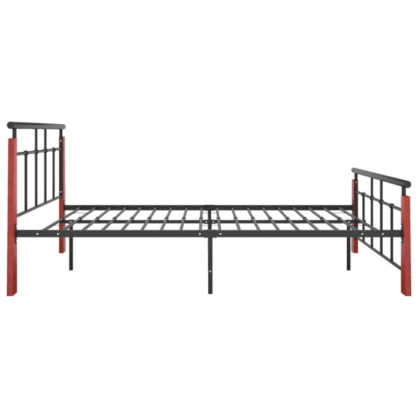 Estructura de cama metal y madera maciza de roble 130x200 cm M 4