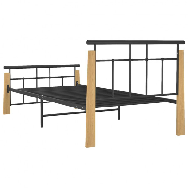 Estructura de cama metal y madera maciza de roble 90x200 cm M 5
