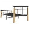 Estructura de cama metal y madera maciza de roble 100x200 cm 5