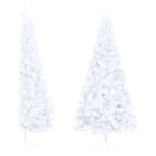 Medio árbol de Navidad artificial con soporte PVC blanco 180 cm M 2