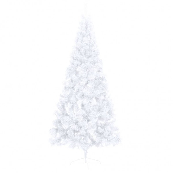 Medio árbol de Navidad artificial con soporte PVC blanco 180 cm M 3