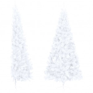 Medio árbol de Navidad artificial con soporte PVC blanco 240 cm H
