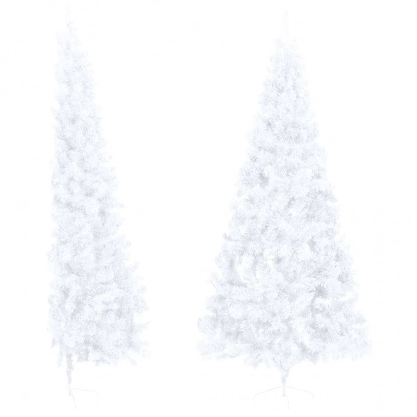 Meia árvore de Natal artificial com suporte 240 cm PVC branco M 2
