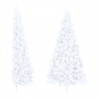 Medio árbol de Navidad artificial con soporte PVC blanco 240 cm 2