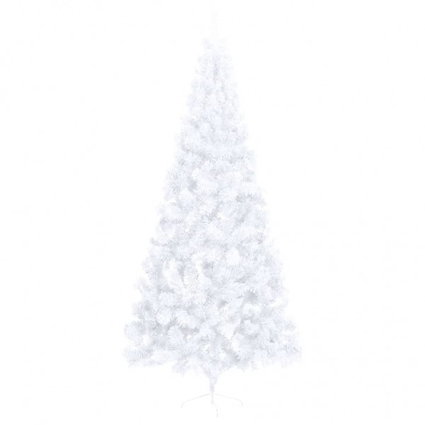 Meia árvore de Natal artificial com suporte 240 cm PVC branco M 3