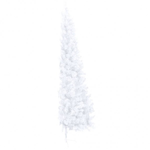 Meia árvore de Natal artificial com suporte 240 cm PVC branco M 4